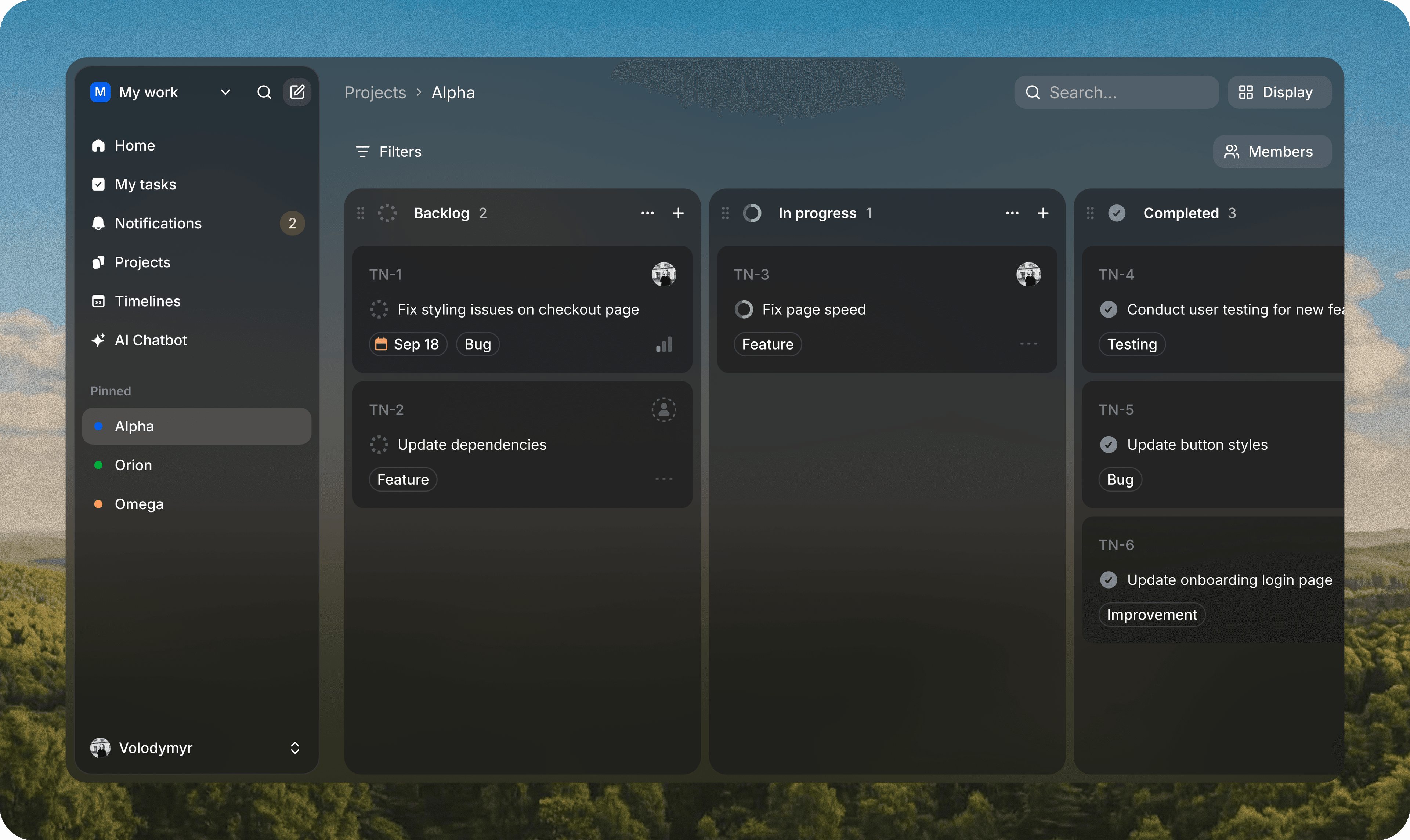 ThePM kanban board preview